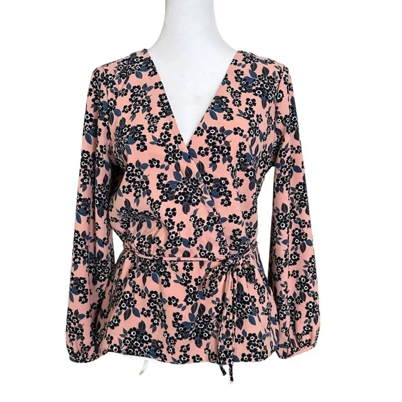 J. Crew Women’s V-Neck Long Sleeve Peplum Blouse Pink Size 6 - Picture 8 of 15